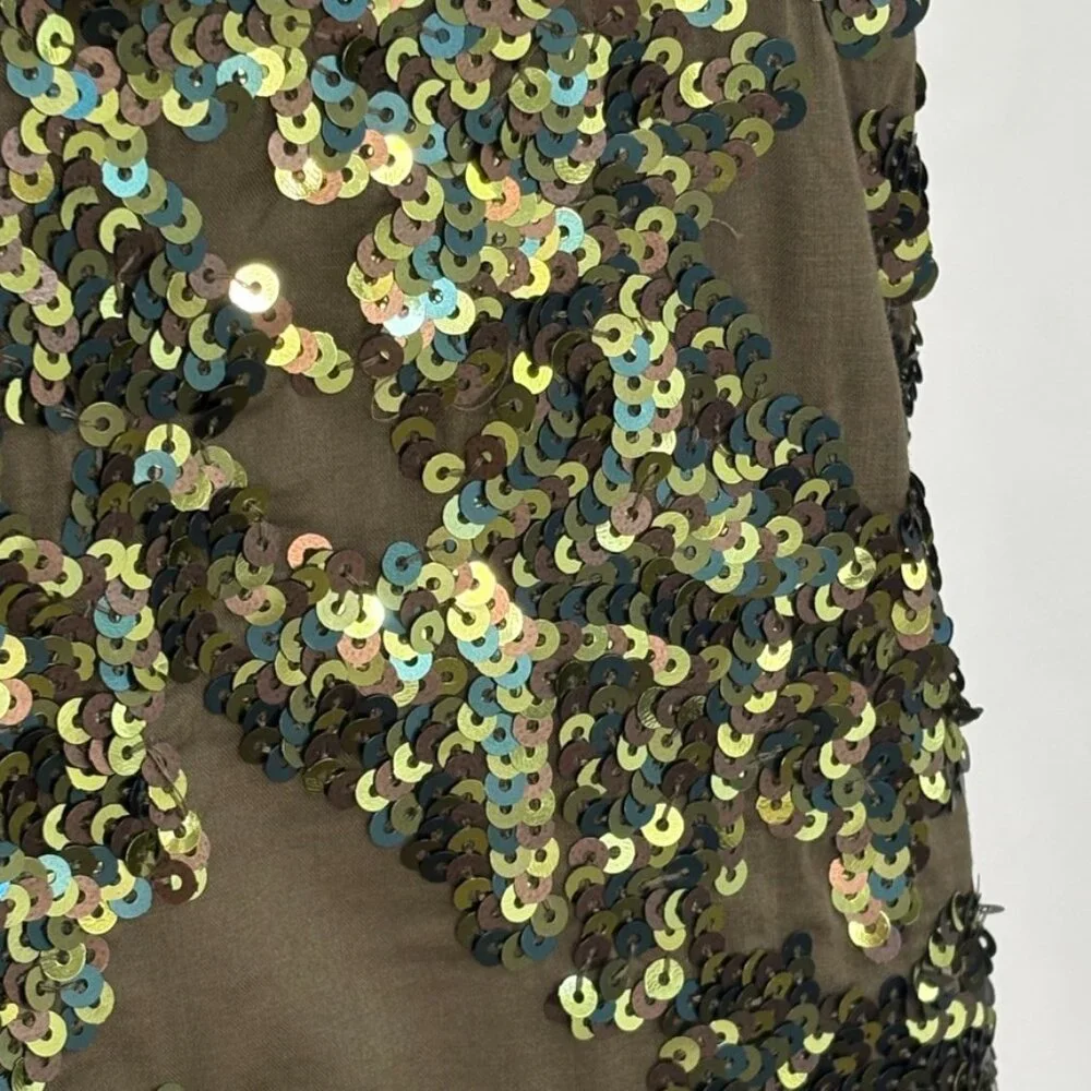 J. Crew Green Camo Iridescent Sequin Tank Top
